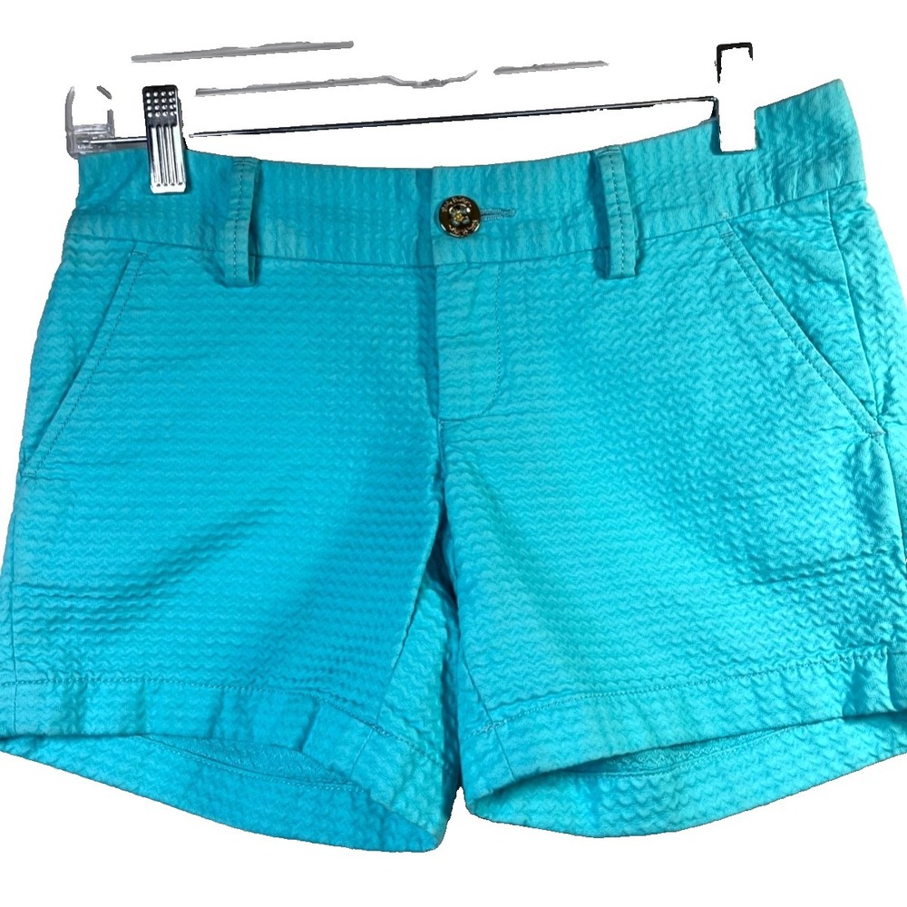 Lilly Pulitzer Shorts Womens Size 00 Aqua Blue Callahan Shorts Pockets Inseam 5"